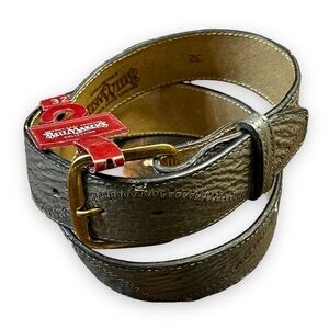 Nocona Belt Makers Collection Leather Belt Textured Curvy Top Stitching Size 32